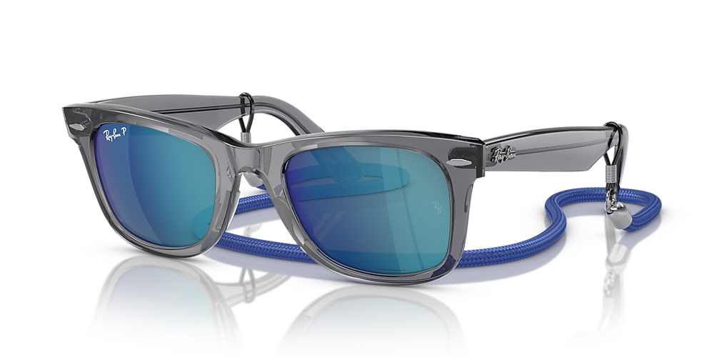 Lav et navn taktik hegn Ray-Ban RB2140 Wayfarer 50 Grey/Blue & Transparent Grey Polarized Sunglasses  | Sunglass Hut USA