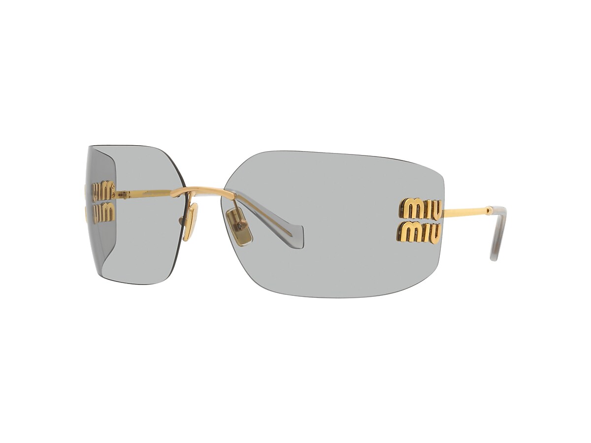 Miu Miu Sunglasses MU 54YS Gold Dark Grey 5AK5/S0 Women Wrap Logo AUTHENTIC