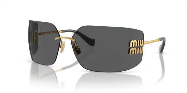 Óculos de sol Miu Miu Aube MU54YS, formato oval, armação em acetato caramelo, lente cinza sólida