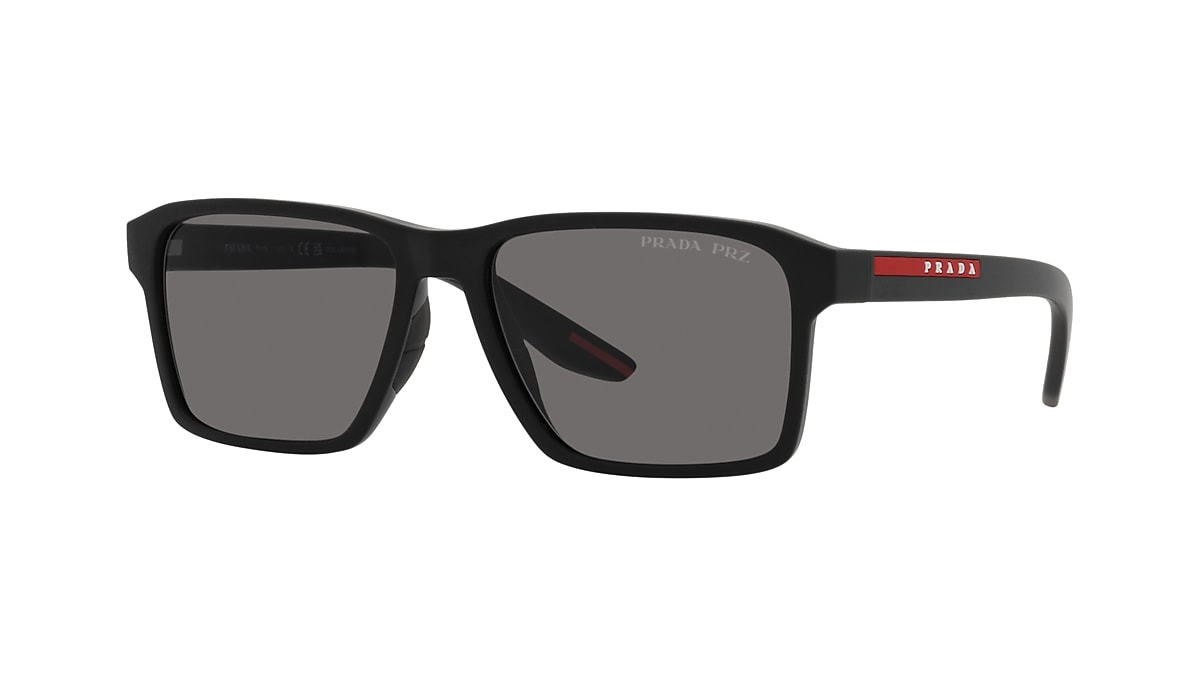 PRADA LINEA ROSSA PS 05YS Black Rubber - Man Sunglasses, Dark Grey  Polarized Lens