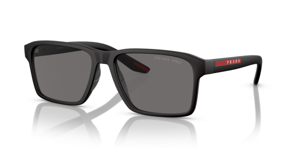 Óculos de sol Prada Linea Rossa PS05YS, formato máscara, armação em nylon preto, lente preta