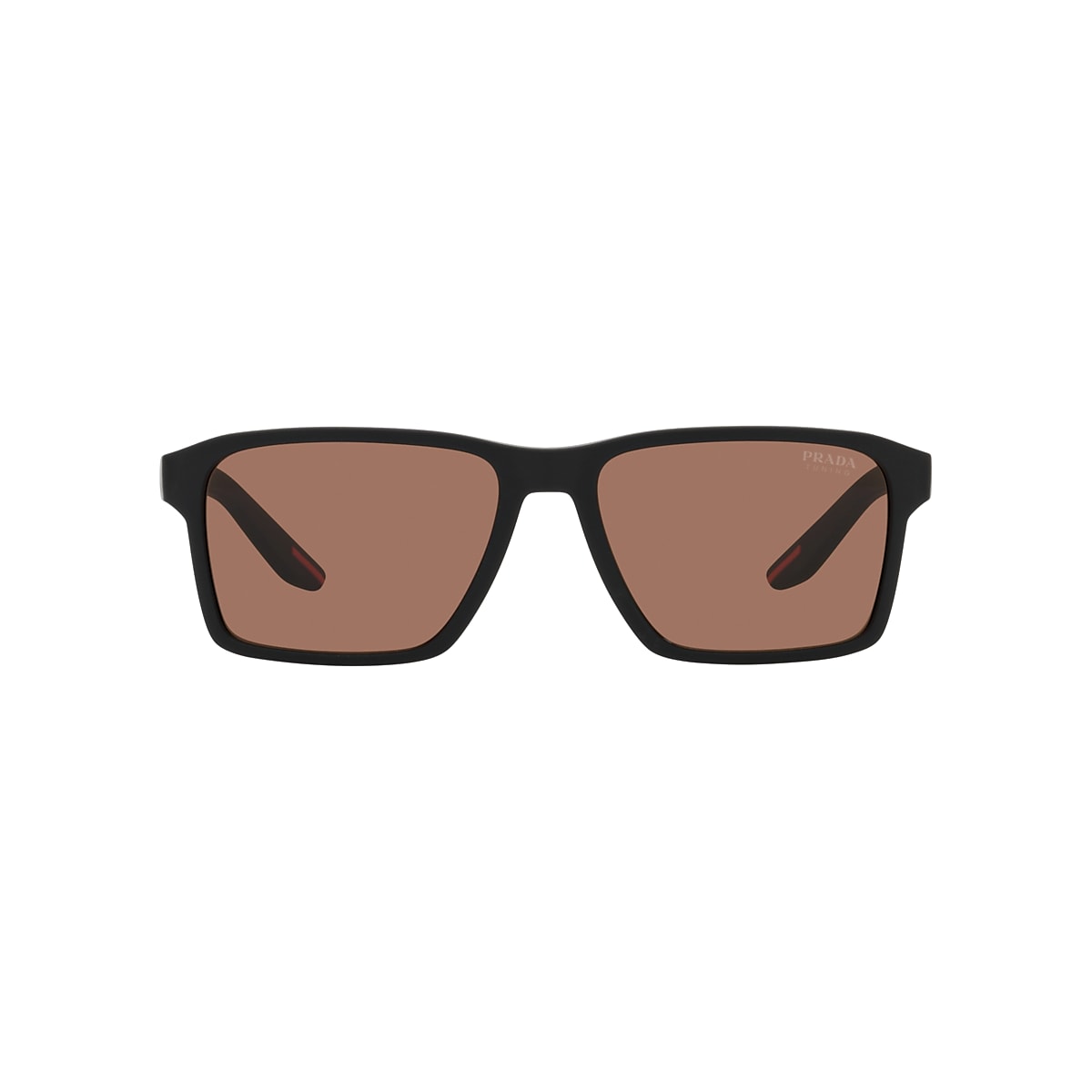 Prada Linea Rossa PS 05YS 58 Brown & Black Rubber Sunglasses 