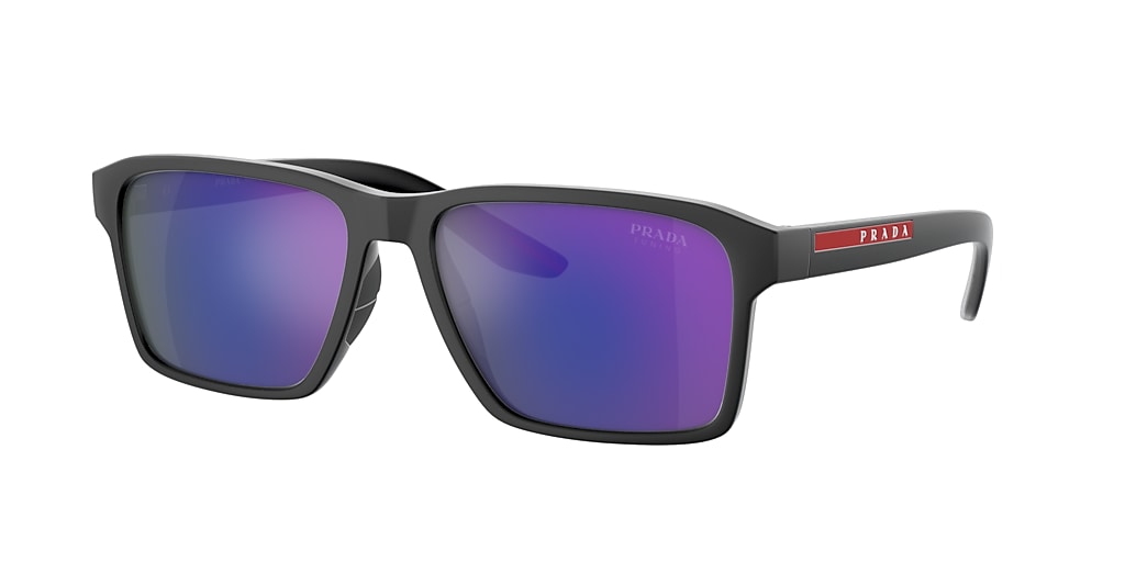 Prada Linea Rossa PS 05YSF 58 Dark Blue Mirror & Grey Rubber Sunglasses ...