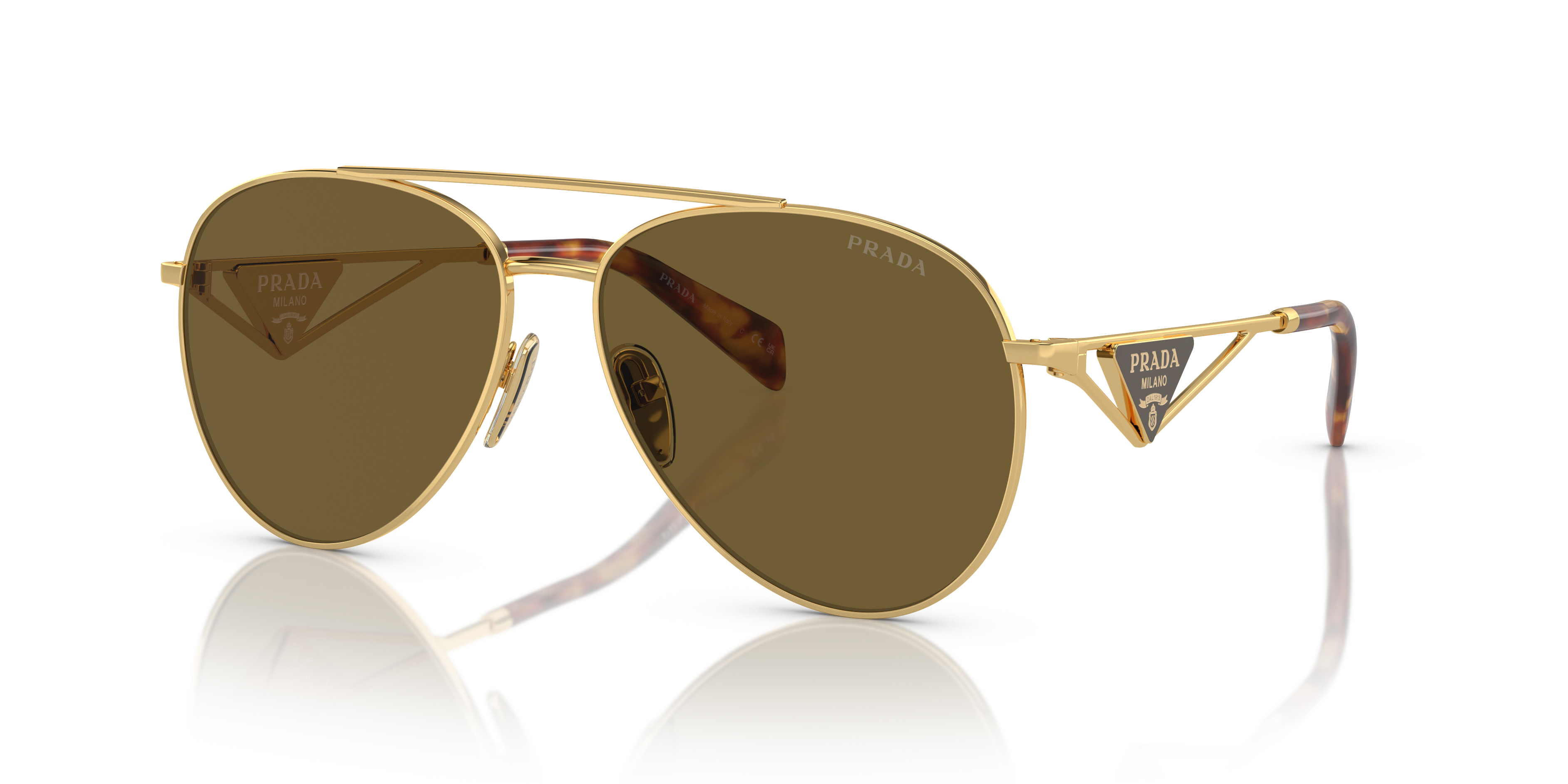 Prada Sunglasses Triangle Logo Pilot Gold Brown Gradient PR53QS SPR 53Q  ZVN-1X1 | eBay