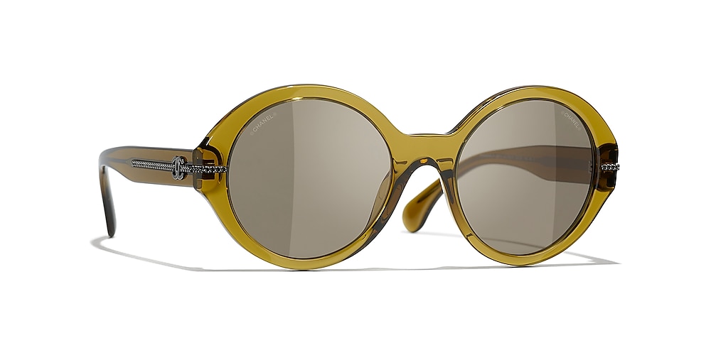 Chanel Round Sunglasses CH5511 52 Brown & Khaki Sunglasses