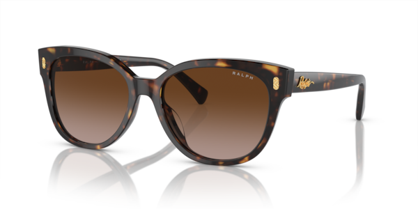 Óculos de sol Ralph RA5305U, formato cat-eye, armação em acetato havana, lente marrom degradê