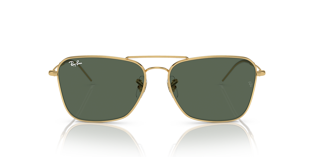 Ray-Ban RBR0102S Caravan Reverse 58 Green & Gold Sunglasses