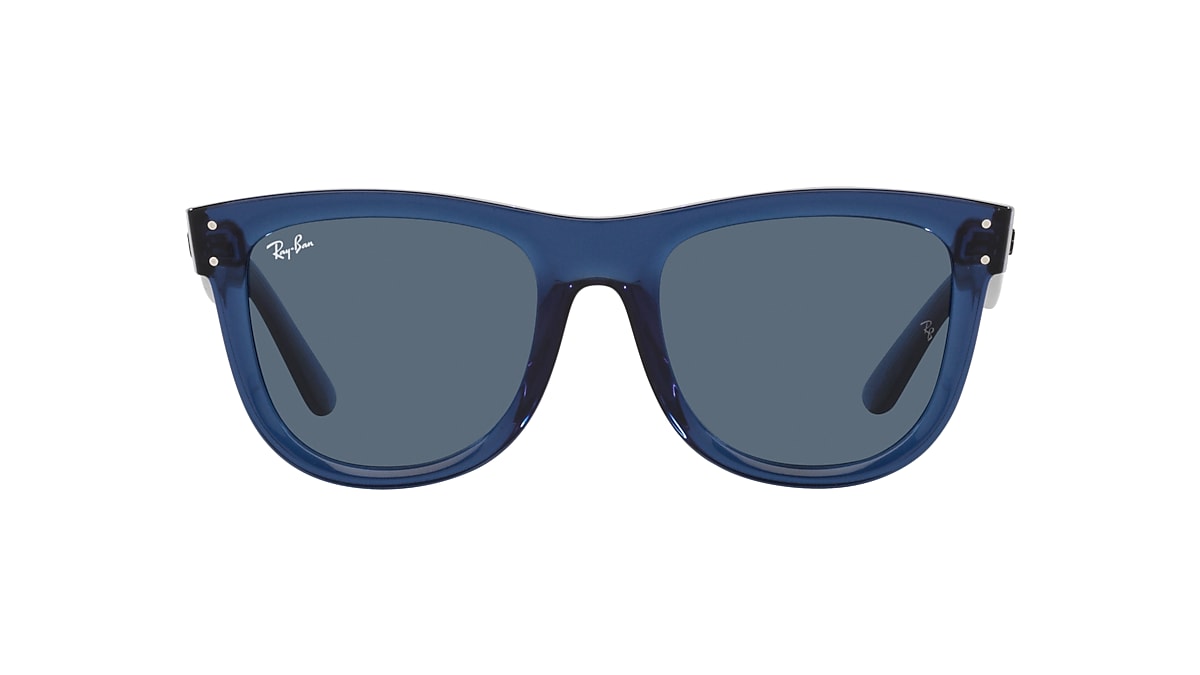 RAY-BAN RBR0502S Wayfarer Reverse Transparent Navy Blue - Unisex  Sunglasses, Blue Lens