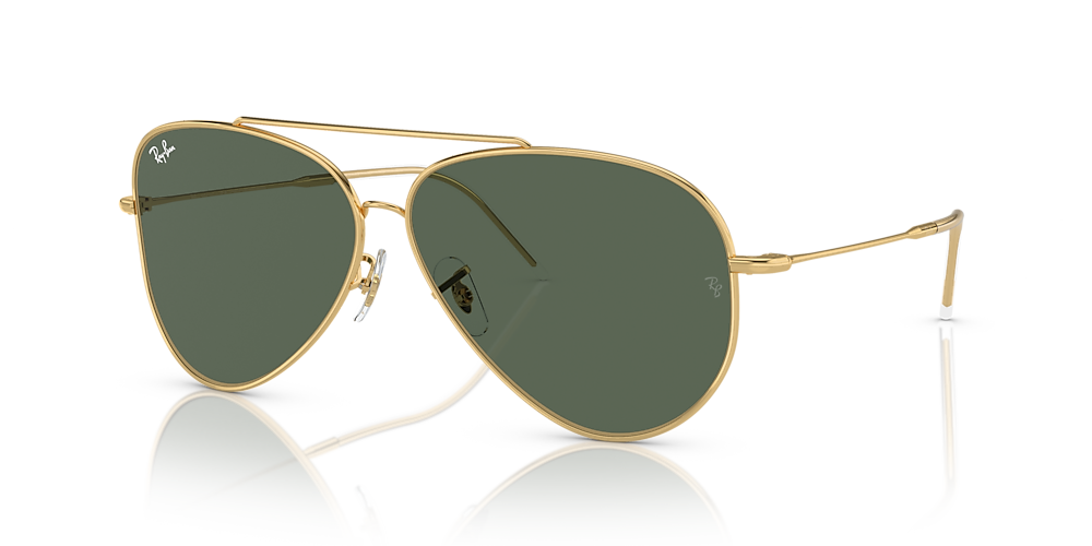 Ray-Ban RBR0101S Aviator Reverse 62 Green & Gold Sunglasses 