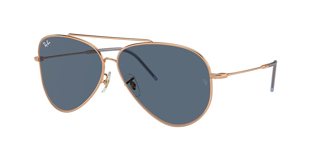 Ray-Ban RBR0101S Aviator Reverse 59 Blue & Rose Gold Sunglasses ...