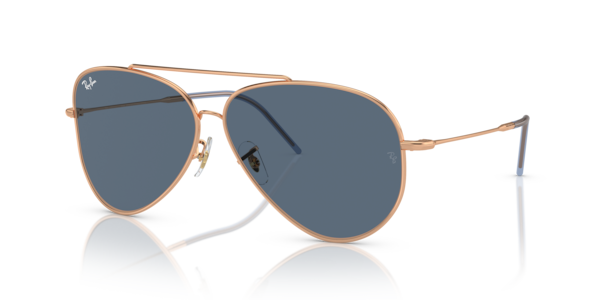 Óculos de sol Ray-Ban Aviator Reverse, formato aviador, armação em metal cobre, lente azul