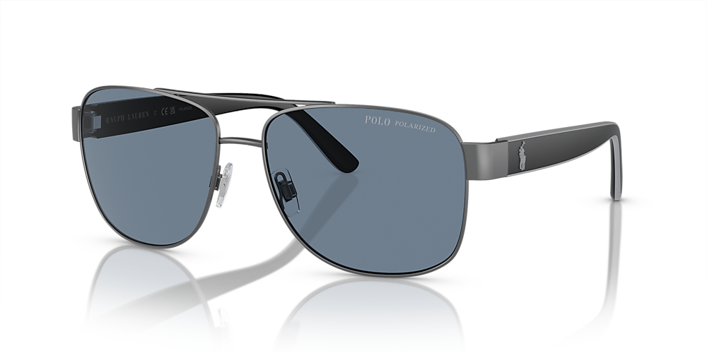 Polo Ralph Lauren PH3122 59 Polarized Blue & Matte Dark Gunmetal Polarized  Sunglasses