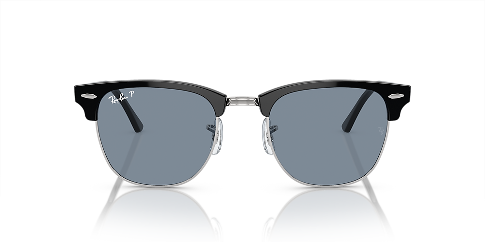 Ray-Ban RB3016 Clubmaster 51 Blue & Black On Silver Polarized 