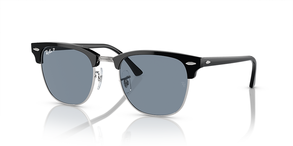 Ray-Ban RB3016 Clubmaster 51 Blue & Black On Silver Polarized