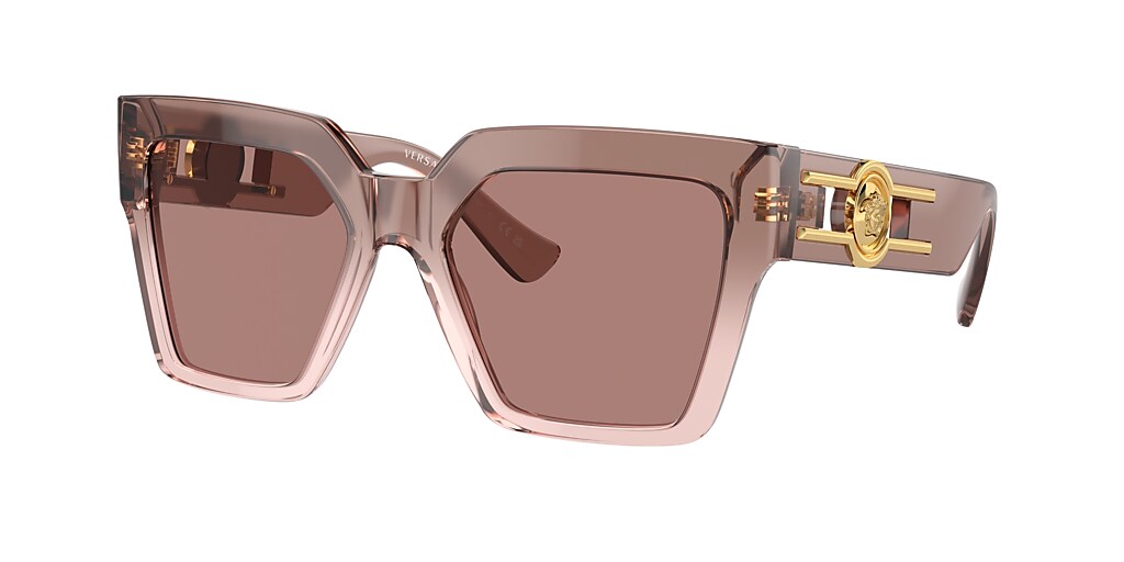 Versace VE4458 54 Light Brown & Brown Transparent Sunglasses | Sunglass ...