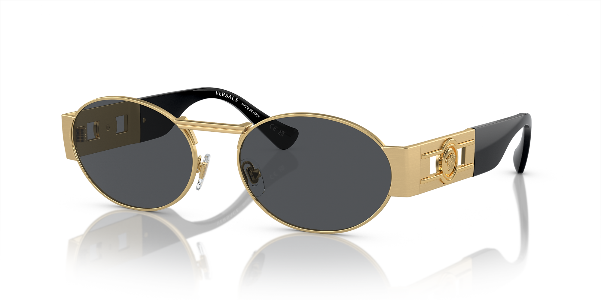 Versace Ve2264 56 Dark Grey And Matte Gold Sunglasses Sunglass Hut Usa 