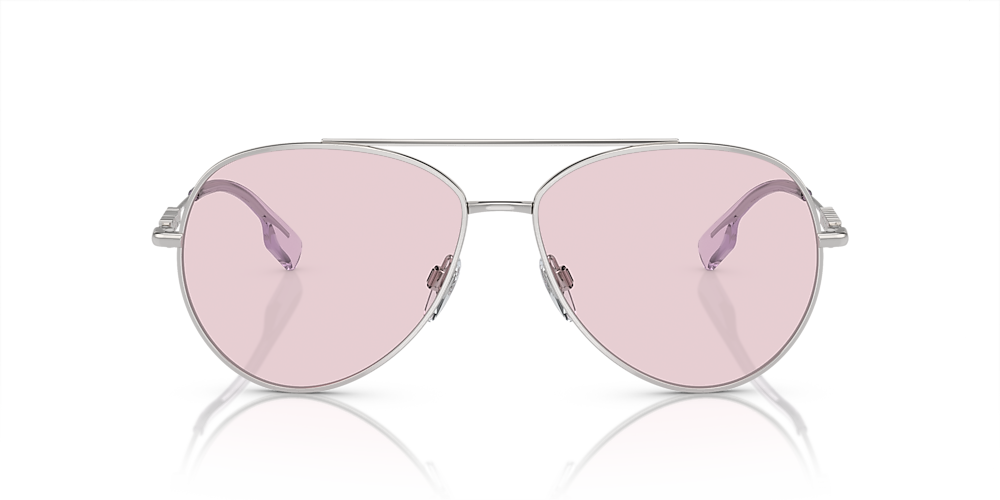 BURBERRY BE3147 Silver - Woman Luxury Sunglasses, Photo Pink Lens