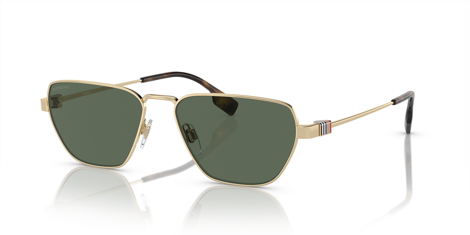 Burberry BE3146 56 Dark Green & Light Gold Sunglasses | Sunglass Hut Canada
