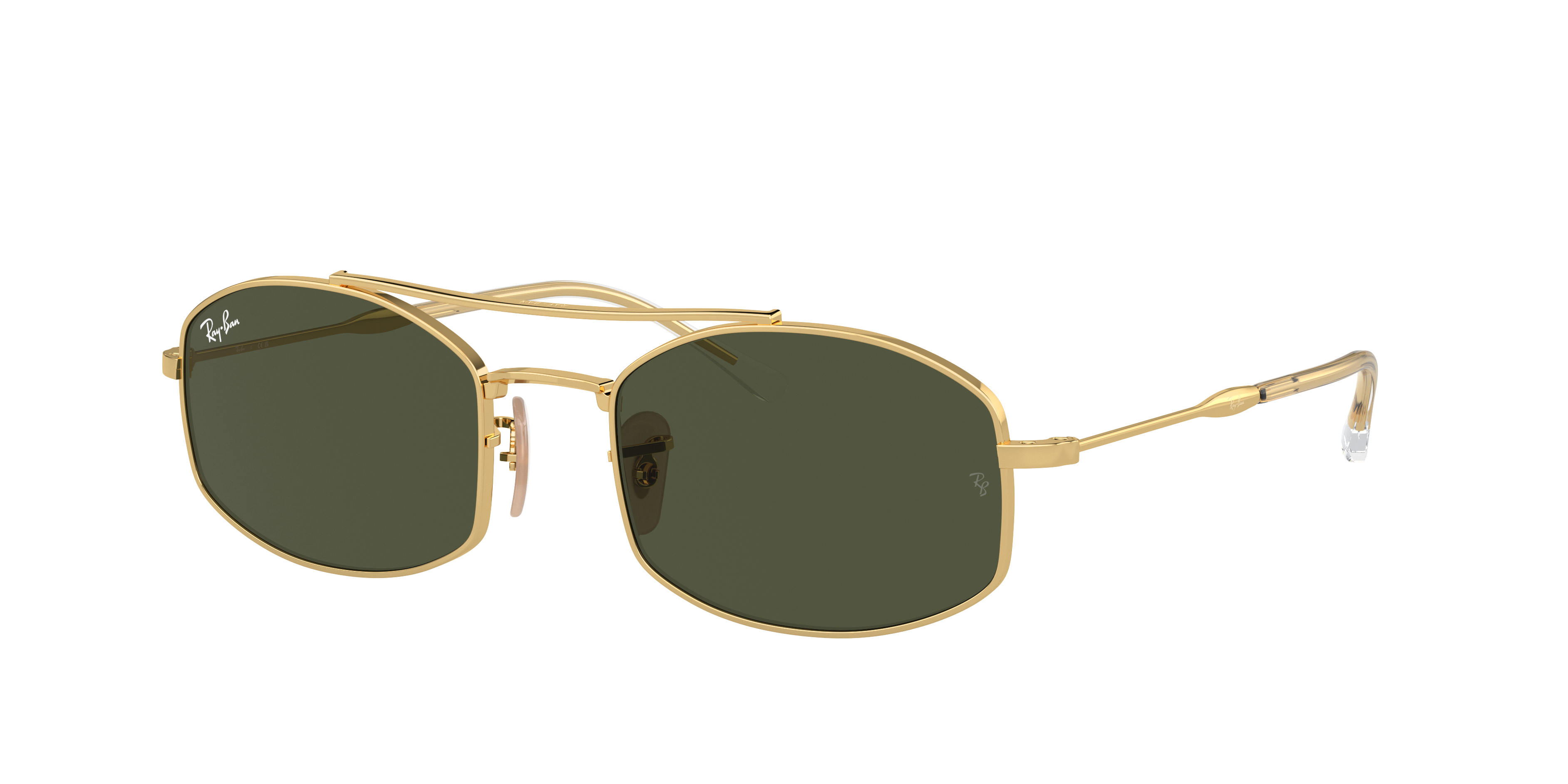 RAY-BAN RB3719 Gold - Unisex Sunglasses, Green Lens