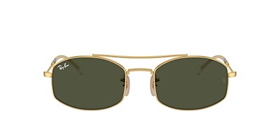 RAY-BAN RB3719 Gold - Unisex Sunglasses, Green Lens