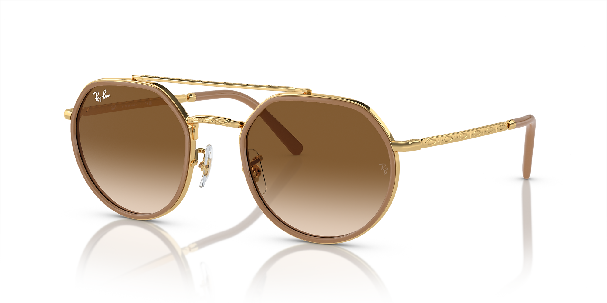 Ray-Ban RB3765 53 Light Brown & Gold Sunglasses | Sunglass Hut USA