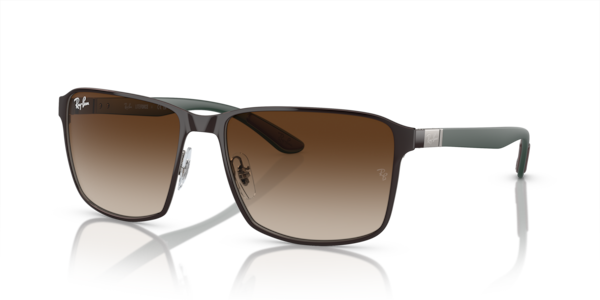 Óculos de sol Ray-Ban RB3721, formato redondo, armação em metal marrom sobre grafite, lente marrom