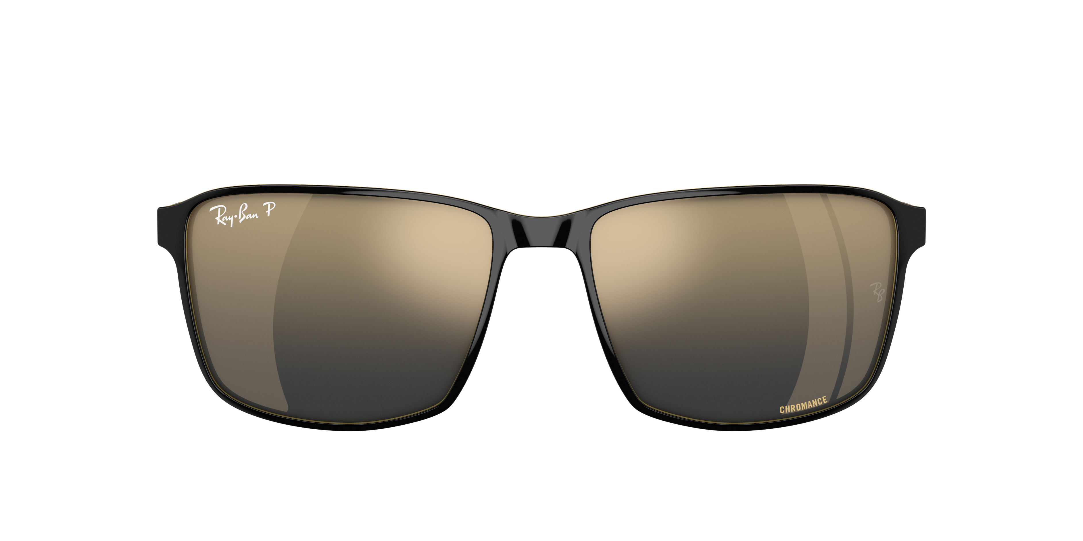 RAY-BAN RB3721CH Chromance Black On Gold - Unisex Sunglasses, Blue/Gold Lens