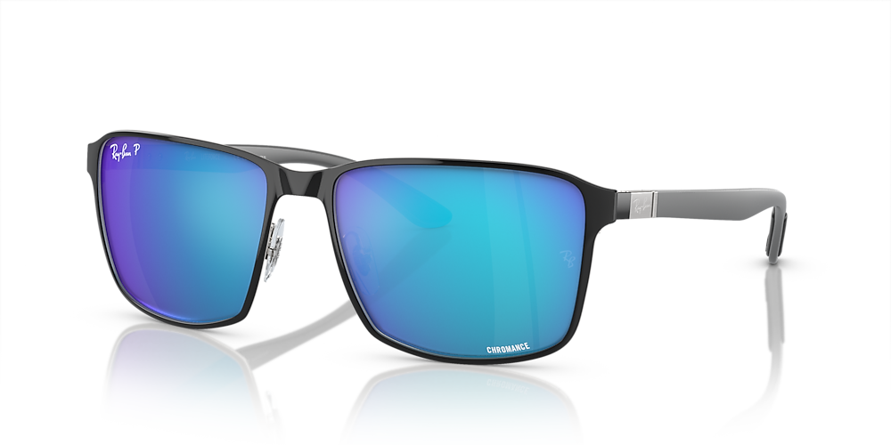 Ray-Ban RB3721CH Chromance 59 Blue & Black On Silver Polarized Sunglasses