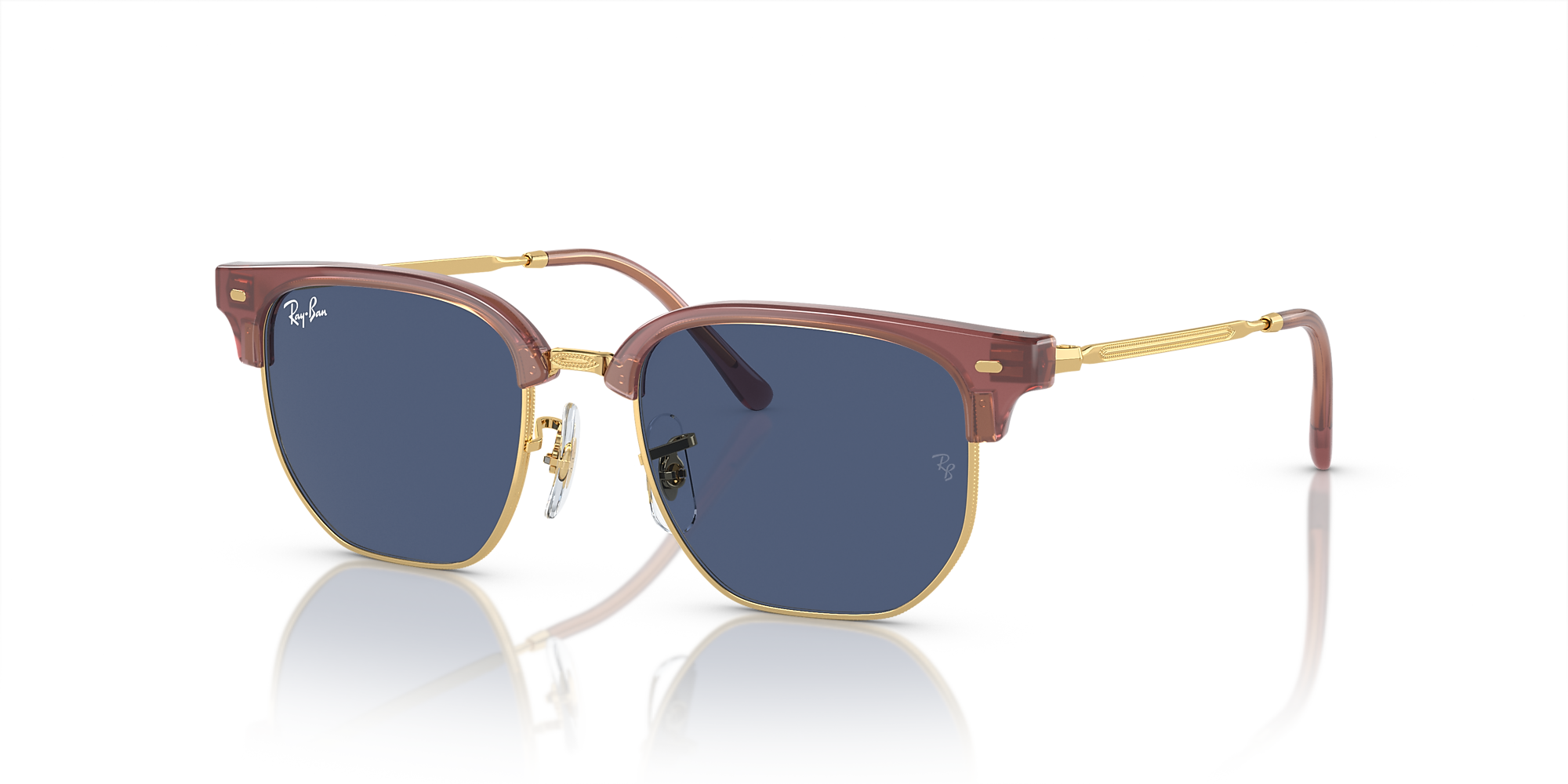 Ray-Ban RB9116S New Clubmaster Kids 47 Dark Blue & Opal Pink On Gold ...