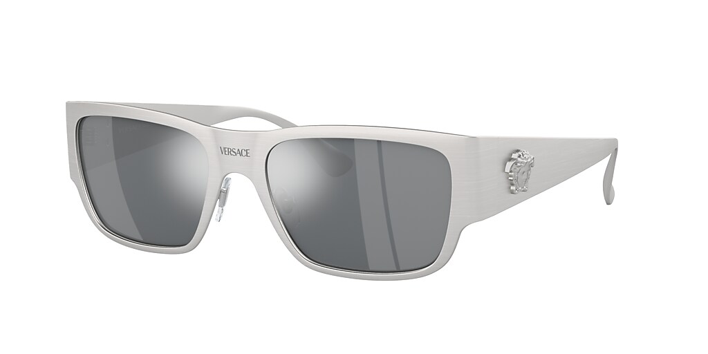 Versace VE2262 56 Light Grey Mirror Black & Silver Sunglasses ...