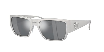 Versace VE2262 56 Light Grey Mirror Black & Silver Sunglasses 