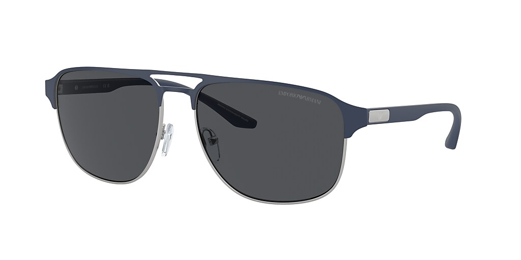 Emporio Armani EA2144 60 Dark Grey & Matte Silver/Bluette Sunglasses ...