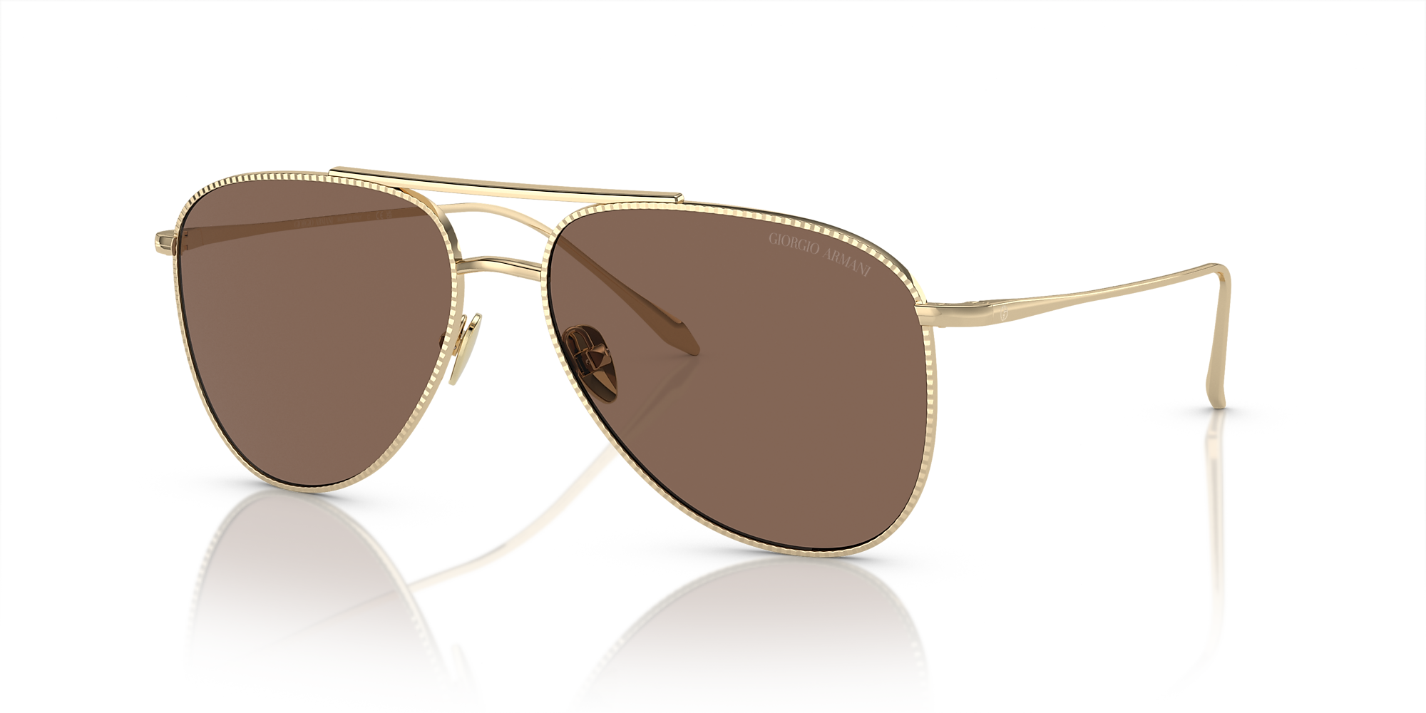 Giorgio Armani Ar6152 57 Dark Brown & Pale Gold Sunglasses 