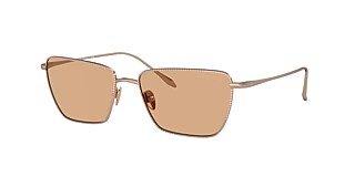 Giorgio Armani AR6153 56 Light Brown & Rose Gold Sunglasses 