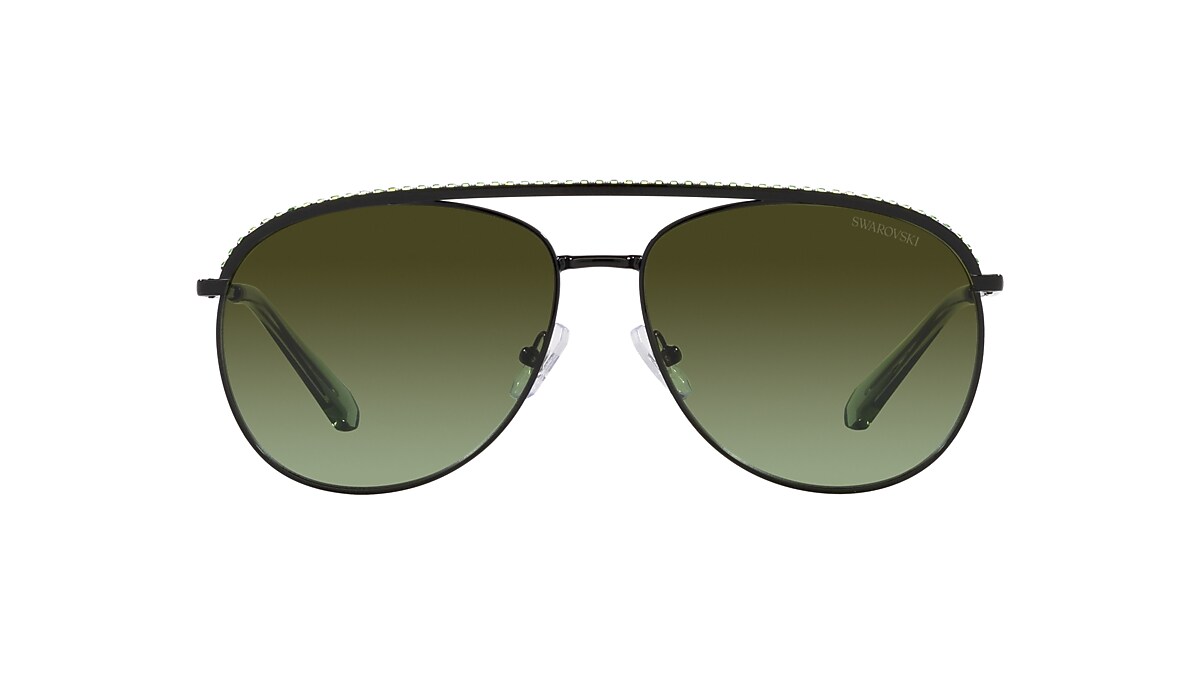 SWAROVSKI SK7005 Black - Women Sunglasses, Green Gradient Brown Lens