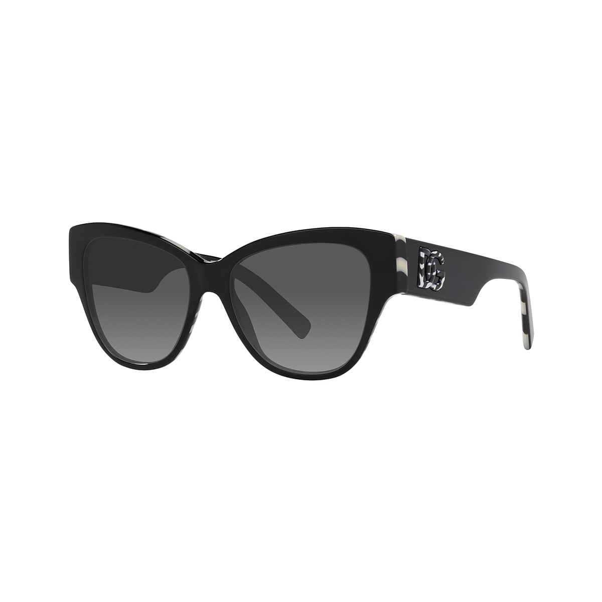 DOLCE&GABBANA DG4449 Black On Zebra - Woman Luxury Sunglasses, Light Grey  Gradient Black Lens