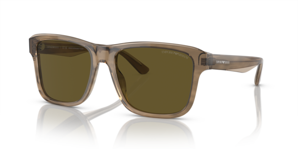 Óculos de sol Emporio Armani EA4208, formato retangular, armação em acetato marrom, lente marrom
