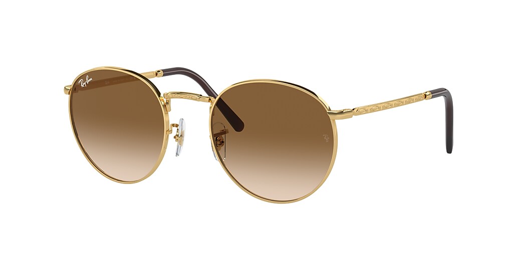 Ray-Ban RB3637 New Round 53 Light Brown & Gold Sunglasses | Sunglass ...