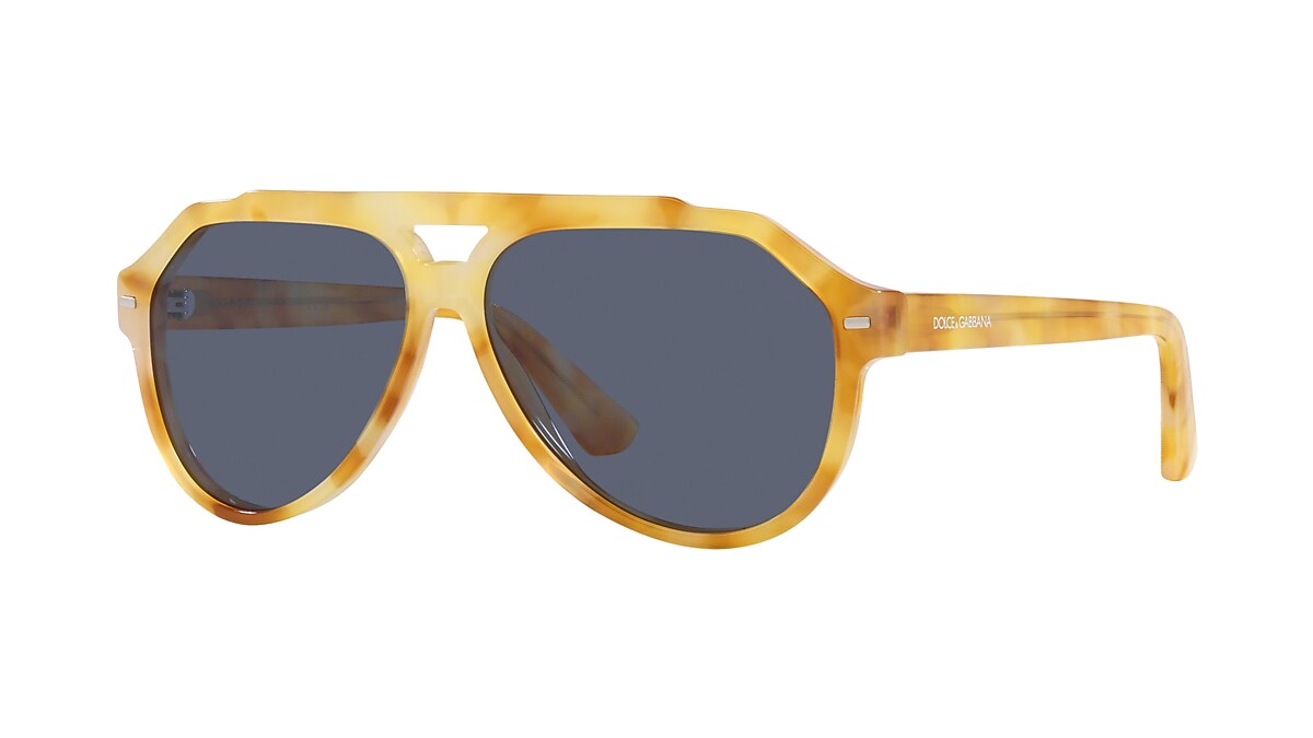 DOLCE&GABBANA DG4452 Yellow Tortoise - Men Luxury Sunglasses, Blue Lens