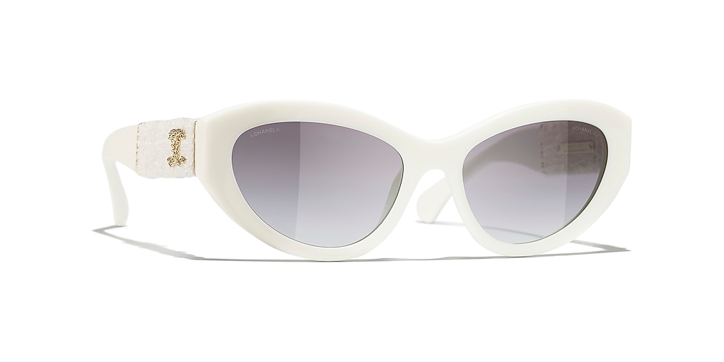 Chanel Cat Eye Sunglasses CH5513 55 Grey & White Sunglasses | Sunglass ...