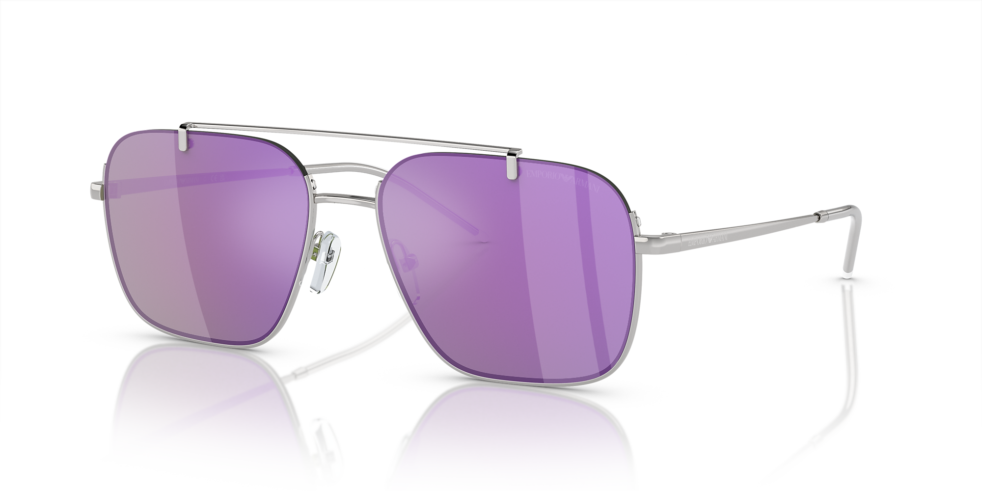 Emporio Armani EA2150 57 Grey Mirror Violet & Shiny Silver Sunglasses