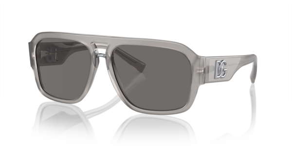 Óculos de sol Dolce & Gabbana DG4403, formato quadrado, armação em acetato cinza translúcido, lente cinza