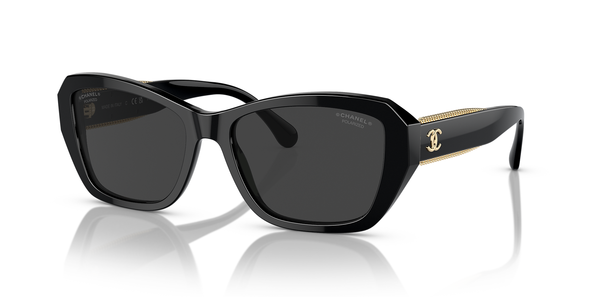 Chanel Butterfly Sunglasses CH5516 56 Black & Black Polarised ...