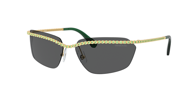 Swarovski SK7001 Crystal-Embellished Metal Rectangle Sunglasses