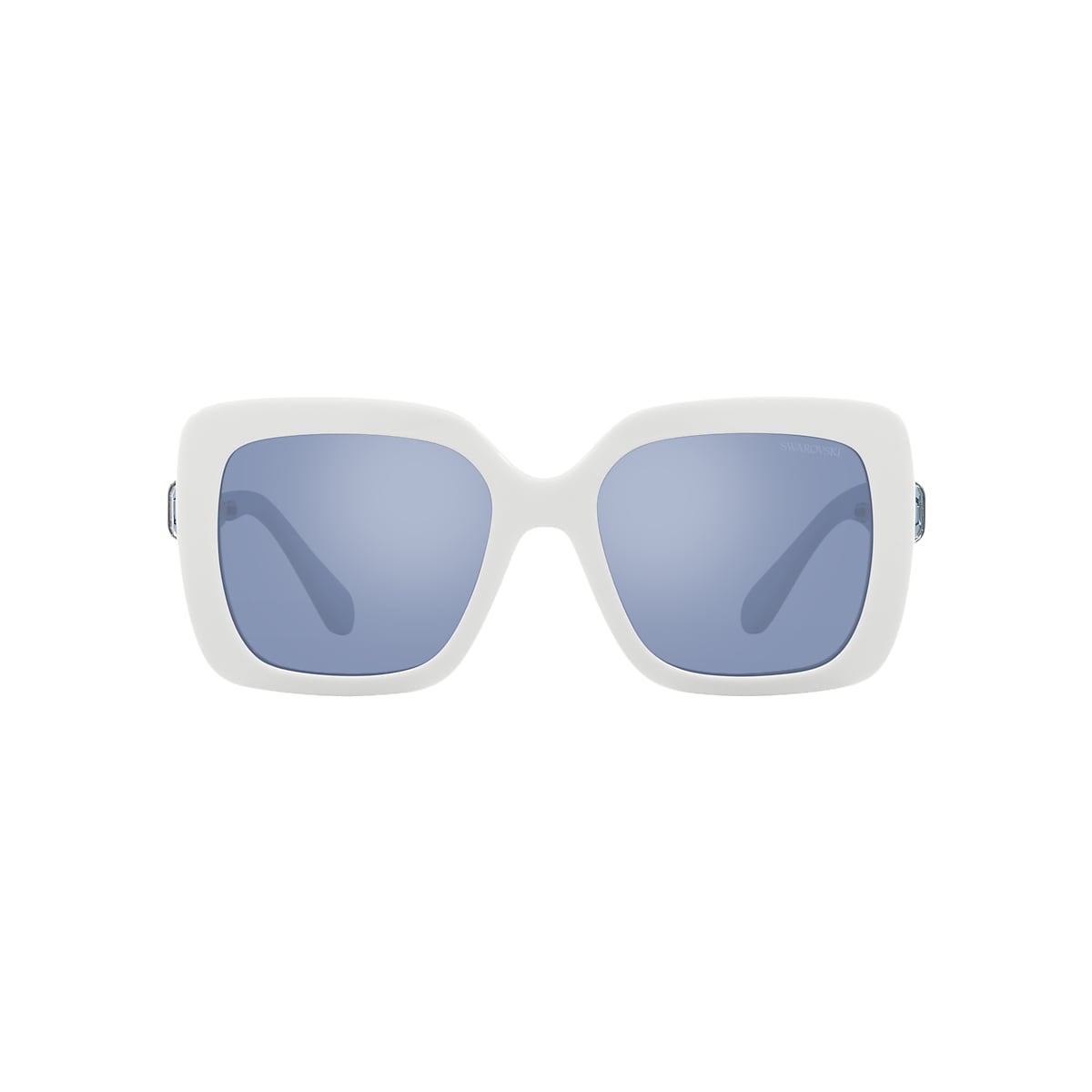 SWAROVSKI SK6001 White - Women Sunglasses, Light Blue Mirror Silver Lens