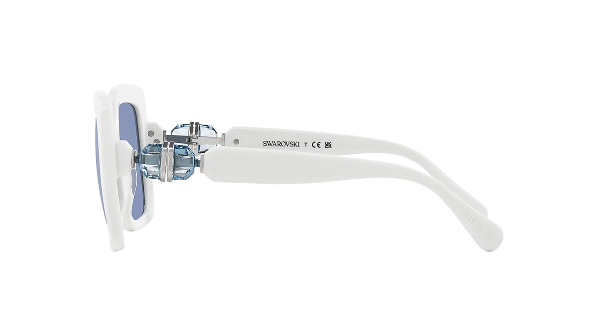 SWAROVSKI SK6001 White - Women Sunglasses, Light Blue Mirror Silver Lens