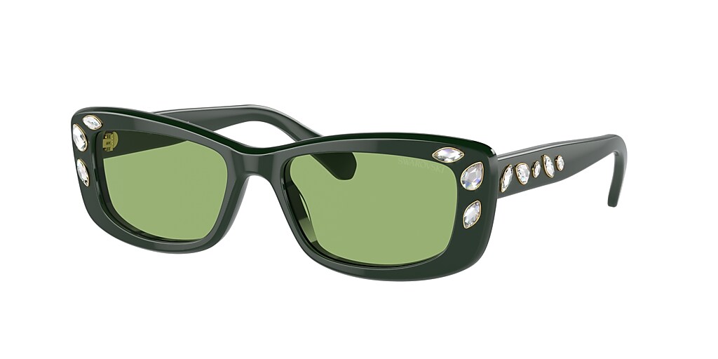 Swarovski SK6008 54 Dark Green & Dark Green Sunglasses | Sunglass Hut USA