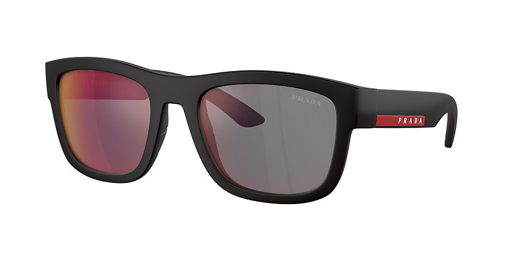 Prada Linea Rossa PS 01ZS 56 Dark Grey Mirror Blue/Red & Black Rubber ...