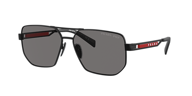 PRADA LINEA ROSSA PS 51ZS Matte Gunmetal Men Sunglasses Grey Mirror Silver Lens