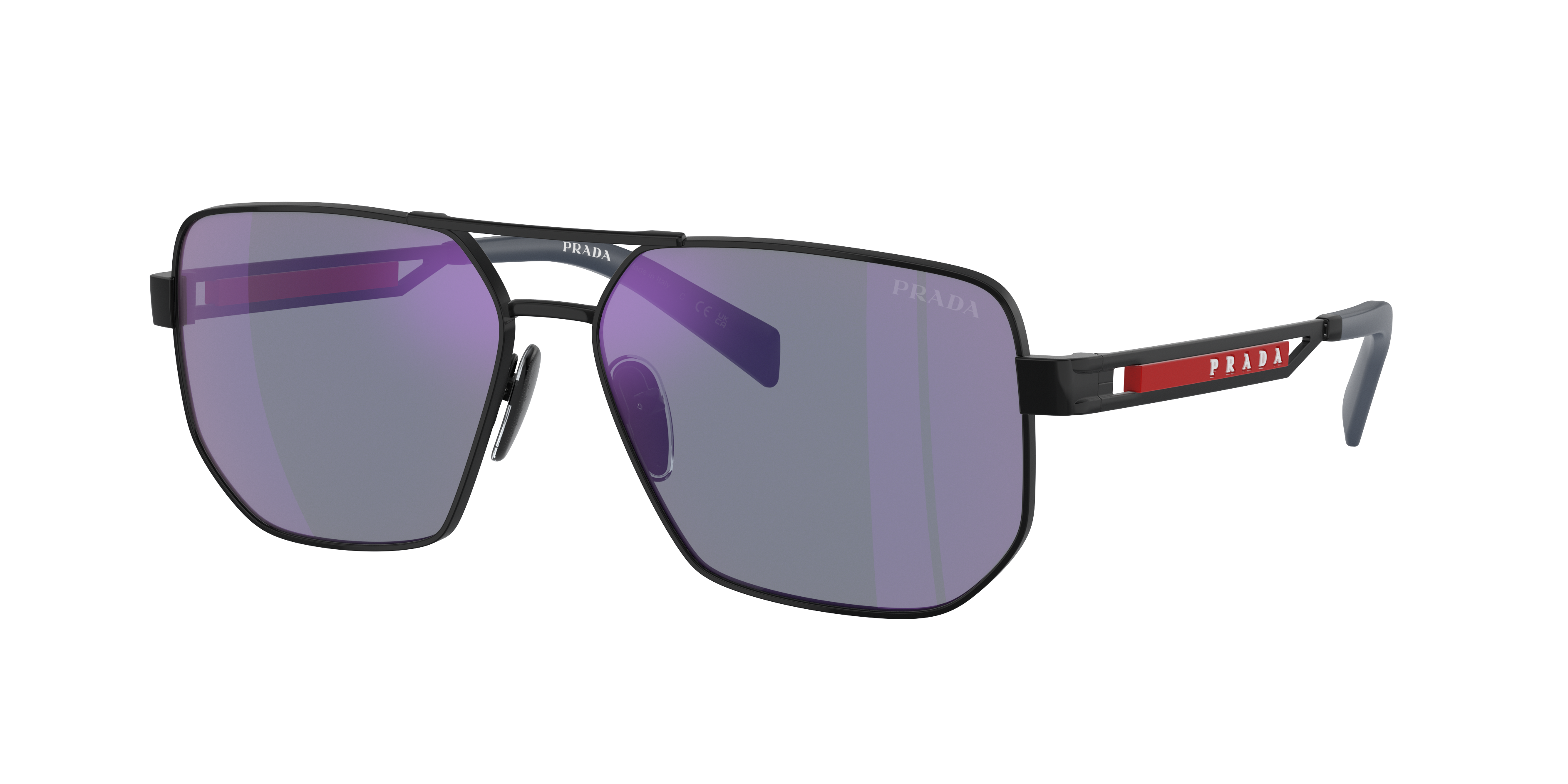 Prada Linea Rossa Man Sunglass Ps 51zs In Dark Blue Mirror Violet